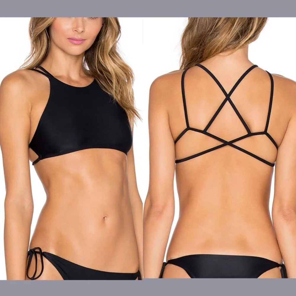 NEW Frankies Bikinis [ Small ] Marley High Neck Strappy Back Bikini‎ Top
